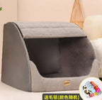 Removable washable pet bed in gray showing side profile
