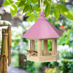 Wooden Bird Feeder and Water Dispenser for Garden Decor