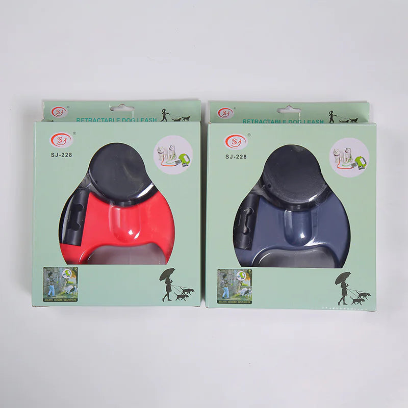 Dual Retractable Dog Leash with Tethering Rope