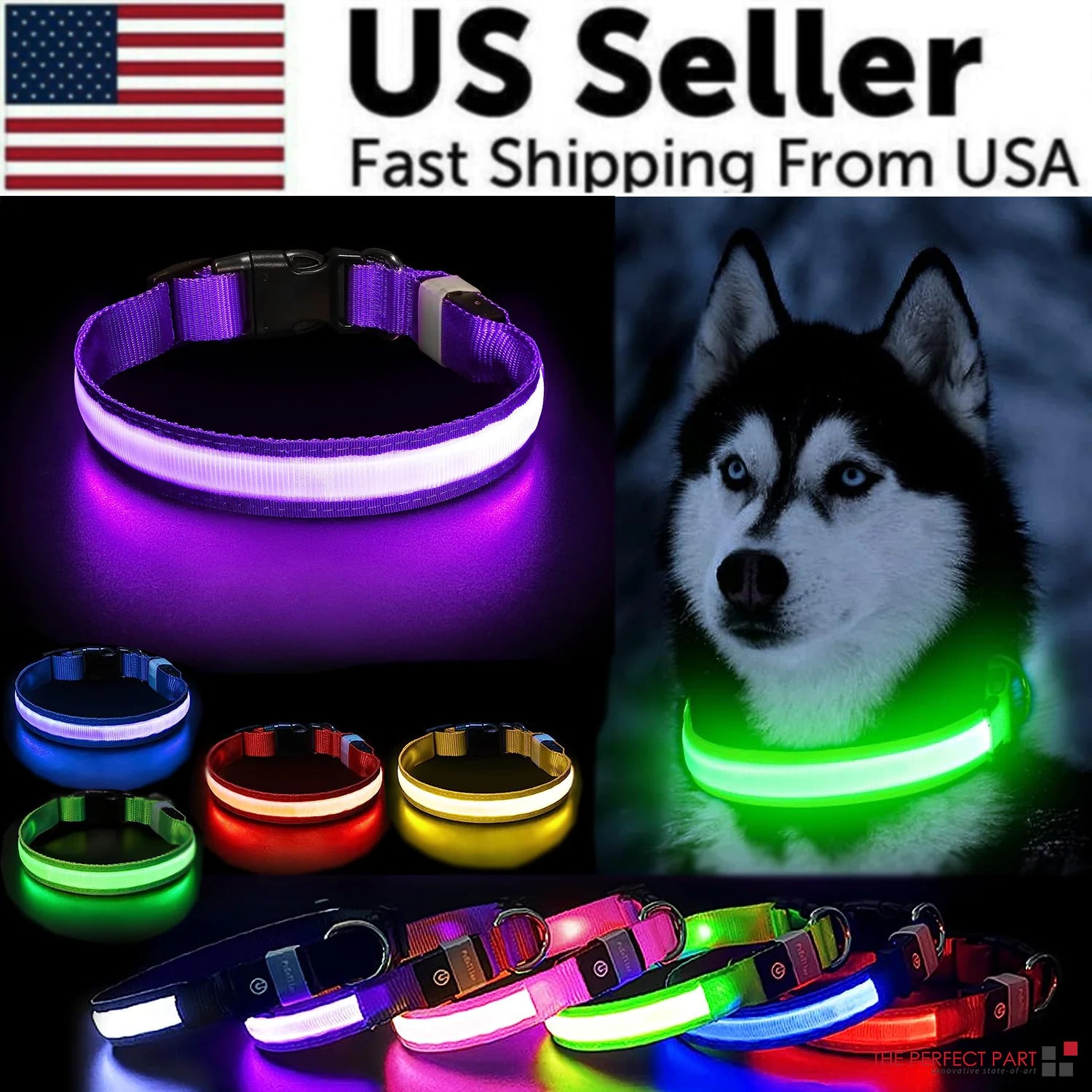 Flashing LED Safety Dog Collar