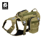 Tactical Military Dog Harness with Detachable Backpack - Army Green (Medium)