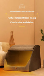 Warm pet bed in ambient lighting showing comfortable design
