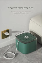 Pet water fountain in home setting showing size and placement
