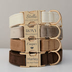 Premium Velvet Personalized Dog Collar & Leash Set with Bow Tie | Custom Engraved