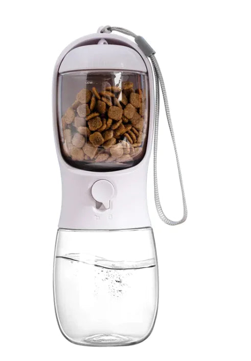 Travel dog water bottle in brown with one-hand operation dispenser

