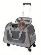 Premium 2-in-1 Wheeled Cat Carrier - Rolling Travel Backpack with Telescopic Handle