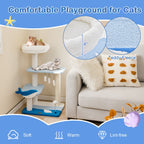 NNECW 3-level Ocean-themed Cat Tree with Sisal Covered Scratching Posts